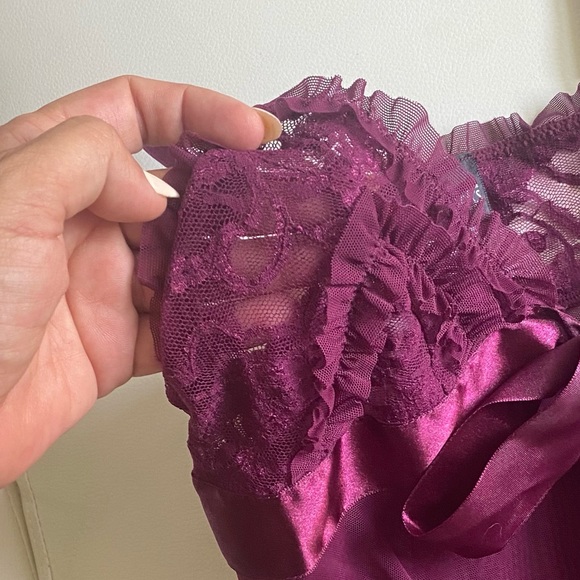 Burgundy Mesh Babydoll - Picture 10 of 11